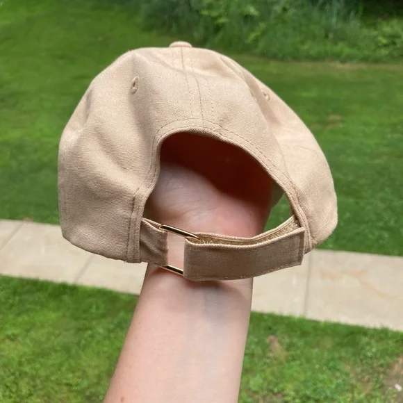 Michael Kors Tan Cream Neutral Color MK Baseball Cap Casual Hat Velcro Strap - Picture 5 of 9